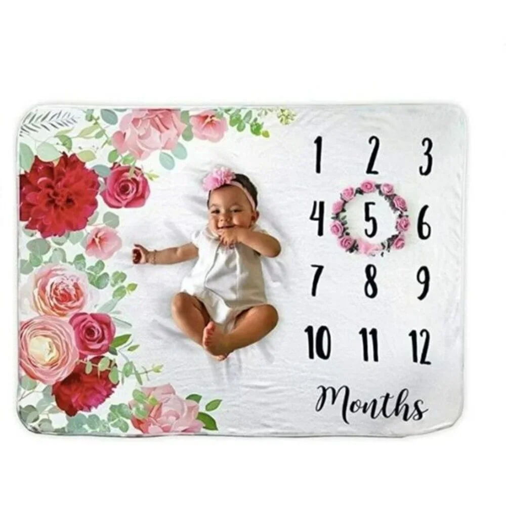 Novo Baby Girl Monthly Milestone Blanket Photography Backdrop Prop Pink New‎